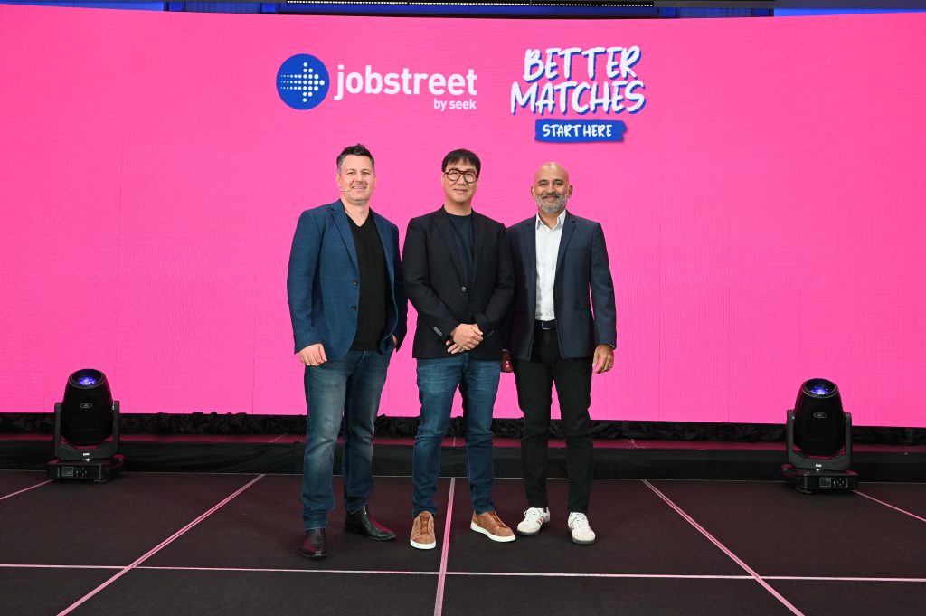 Grant Wright of SEEK, Vic Sithasan of Jobstreet by SEEK, and Lewis Ng of SEEK