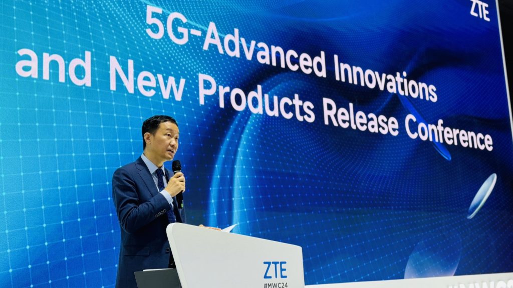 Zhang Wanchun, Senior Vice President at ZTE, speaking at the 5G-Advanced Innovation and New Product Release Conference